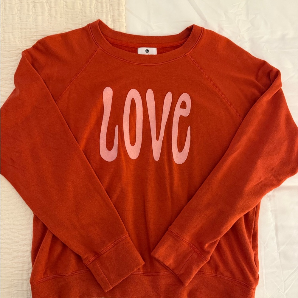 Sundry Red 'Love' Crew Neck Sweater